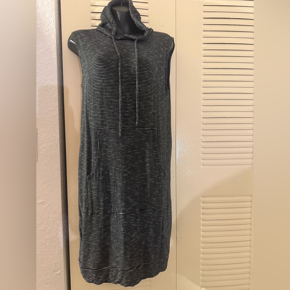 Black and White Swim Coverup with Drawstring Detail